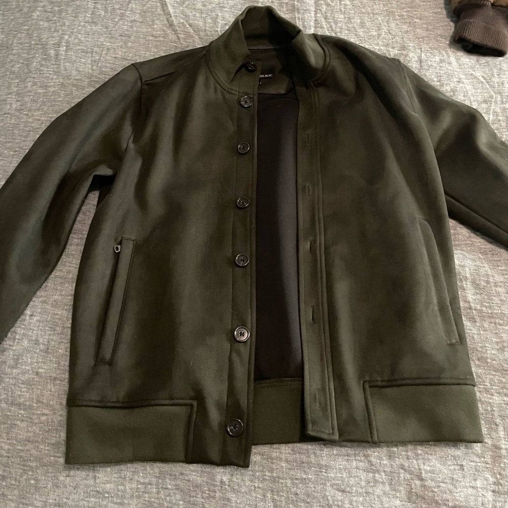 Banana Republic Olive Vegan Suede Jacket